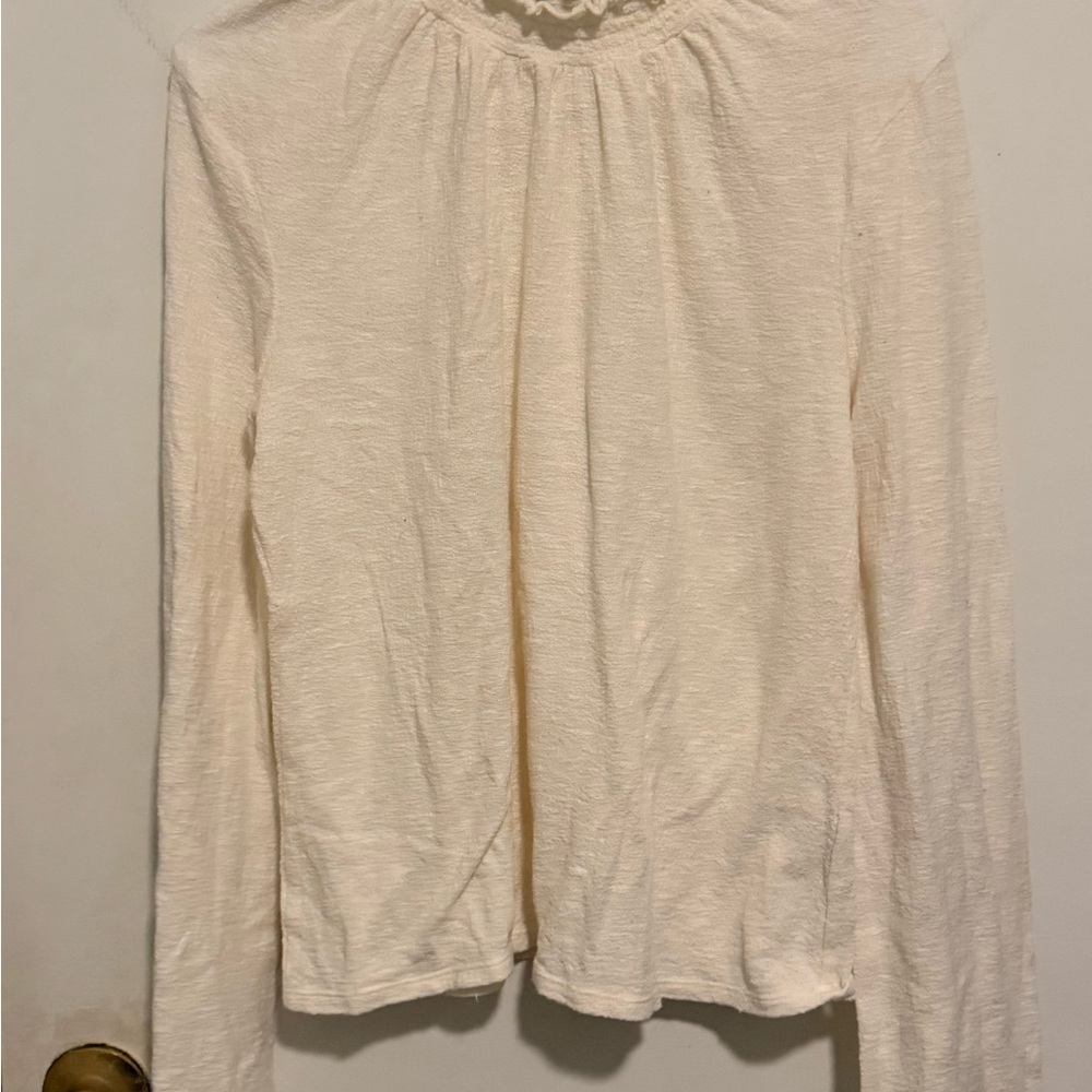 Madewell Texture & Thread ruffled mock neck long-sleeve top